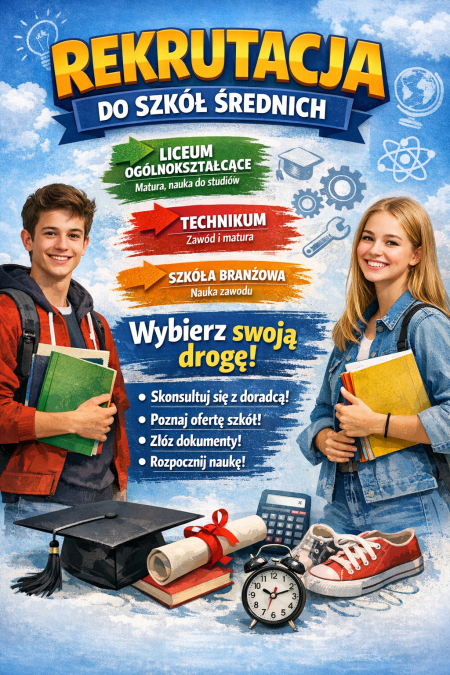 Informacja dla uczniów klas ósmych na temat terminów rekrutacji do szkół średnich